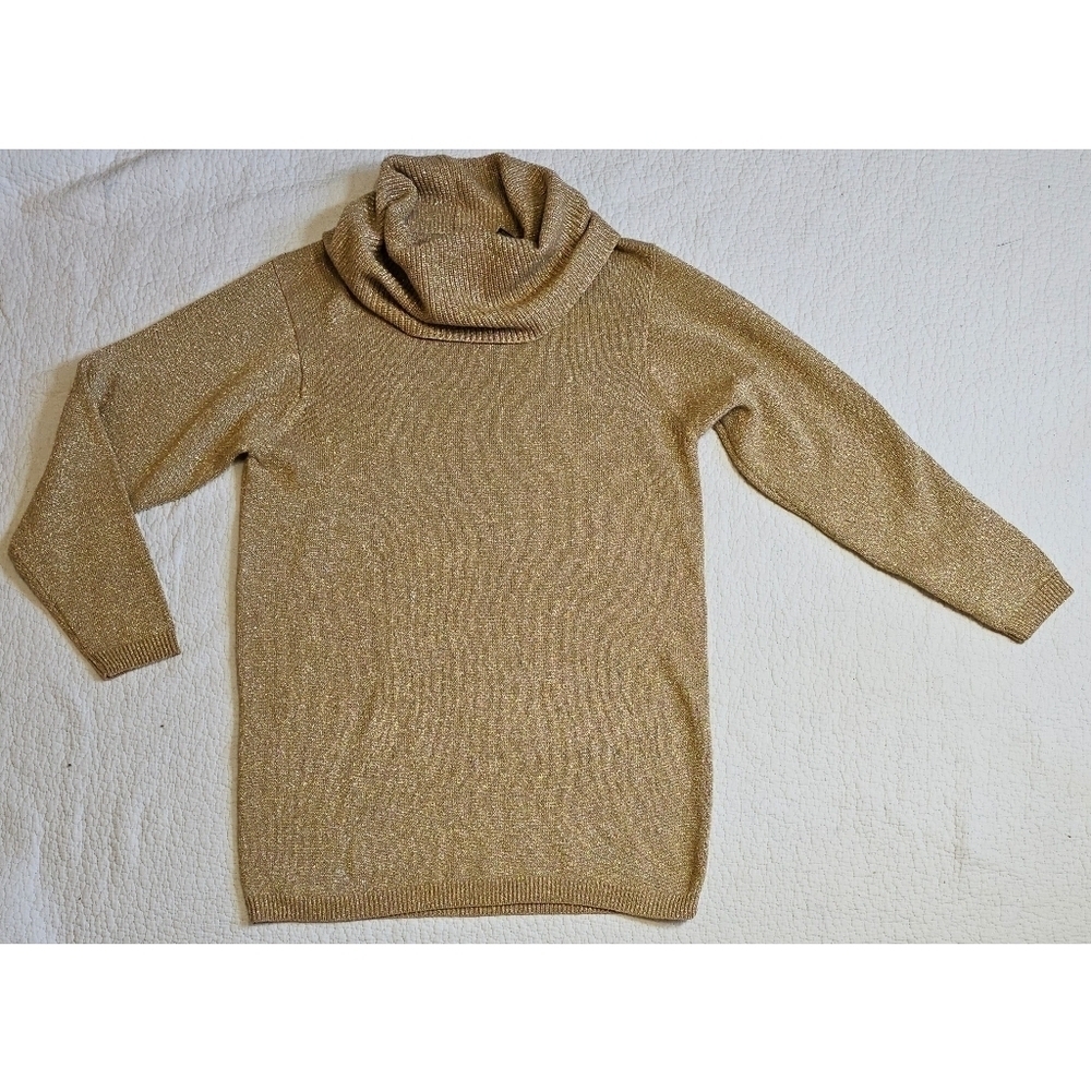 Vintage Jeanne Pierre Gold Shimmer Cowlneck Sweater Lambswool Blend
